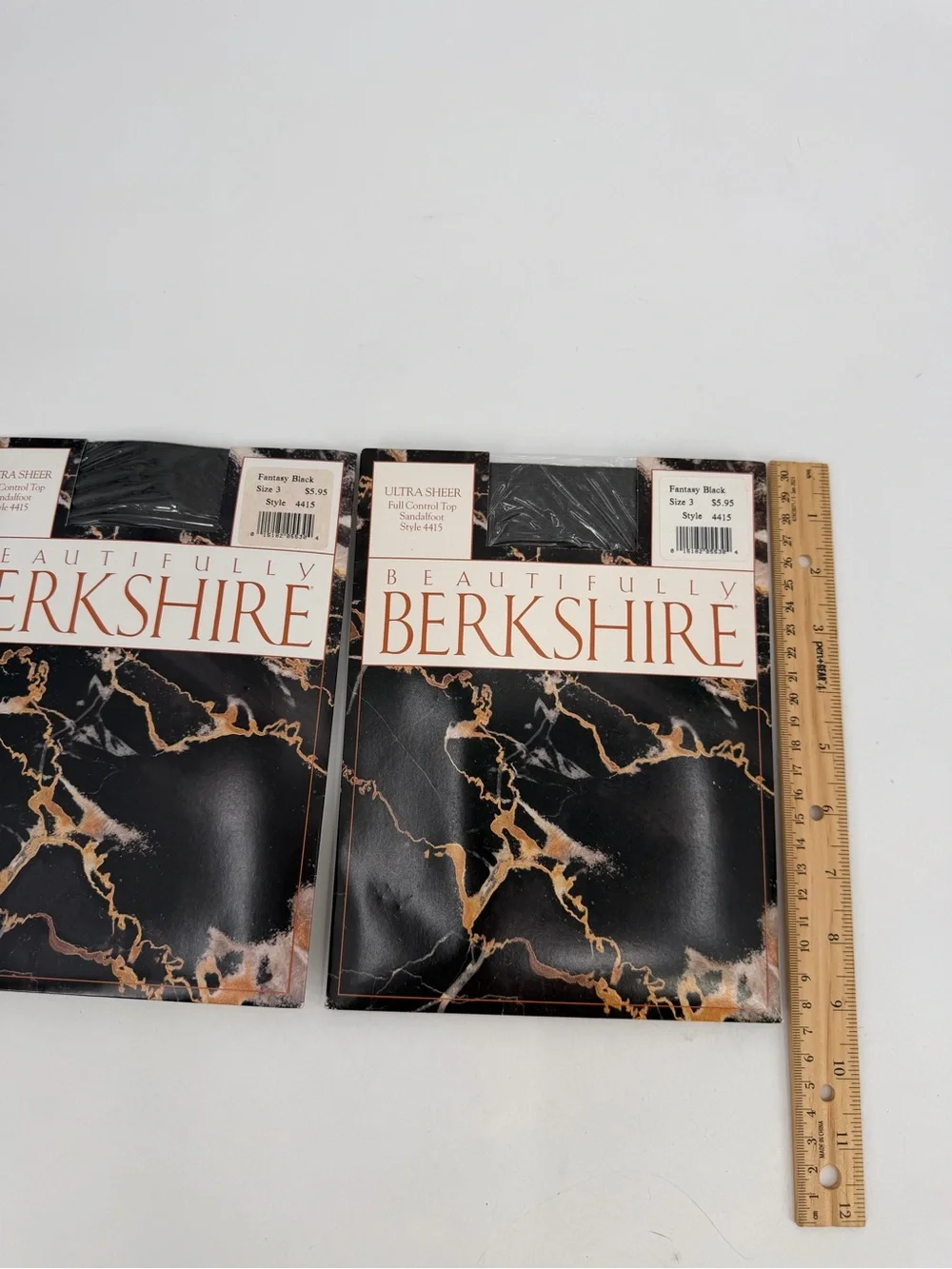 Beautifully Berkshire Pantyhose Sz 3 Ultra Sheer Control Top 2 Pr VTG Black 4415